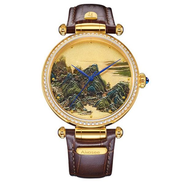 wristwatches jade watch automatic mechanical sapphire mirror business men wristwatch embossed famous painting gift women watche, Slivery;brown
wristwatches jade watch automatic mechanical sapphire mirror business men wristwatch embossed famous painting gift women watche, Slivery;brown