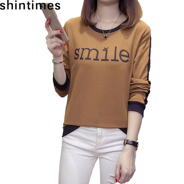 women's t-shirt shintimes tee femme korean patchwork plus size t- fashions letter print o-neck long sleeve casual tshirt amty, White
women's t-shirt shintimes tee femme korean patchwork plus size t- fashions letter print o-neck long sleeve casual tshirt amty, White