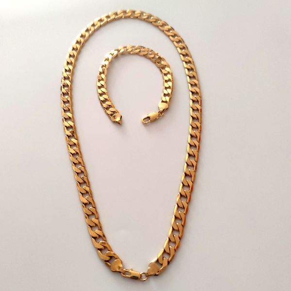 luxury 18ct yellow gold heavy 10mmnecklace bracelet set miami curb link cuban mens chain jewellery 24" links, Silver
luxury 18ct yellow gold heavy 10mmnecklace bracelet set miami curb link cuban mens chain jewellery 24" links, Silver