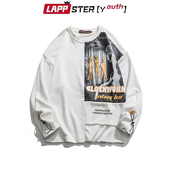 men patchwork o-neck sweatshirts mens hip hop pullover male white women fashoins clothing 210420, Black
men patchwork o-neck sweatshirts mens hip hop pullover male white women fashoins clothing 210420, Black