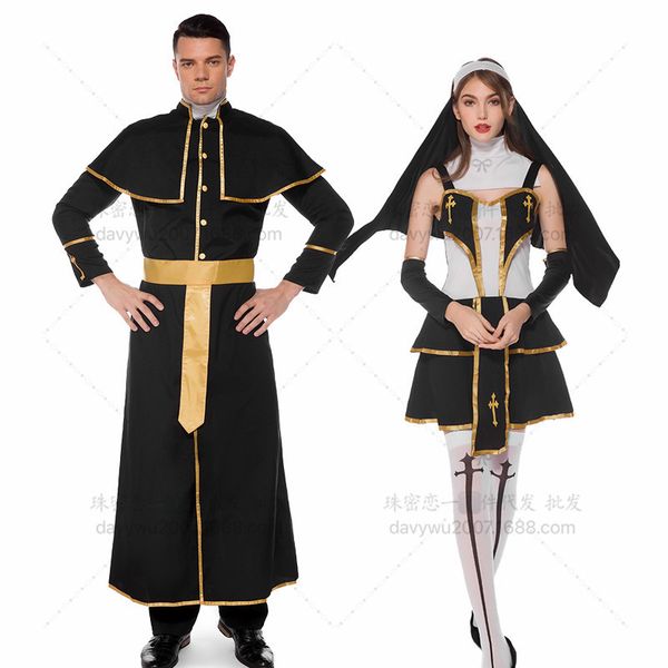 stage carnival halloween costume nun drama virgin mary priest masquerade ball, Black;red
stage carnival halloween costume nun drama virgin mary priest masquerade ball, Black;red