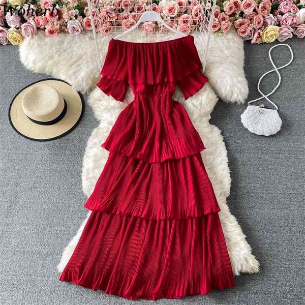 women off the shoulder pleated dress summer short sleeve vintage a line dresses ladies boho long robe vestidos 210519, Black;gray
women off the shoulder pleated dress summer short sleeve vintage a line dresses ladies boho long robe vestidos 210519, Black;gray