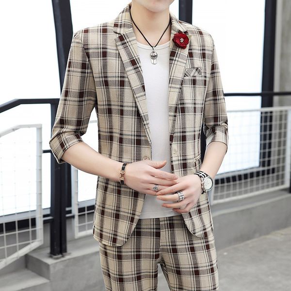 men's suits & blazers two-piece youth korean version of the slim plaid suit costume homme pour mariage costumes hommes tk9t, White;black
men's suits & blazers two-piece youth korean version of the slim plaid suit costume homme pour mariage costumes hommes tk9t, White;black