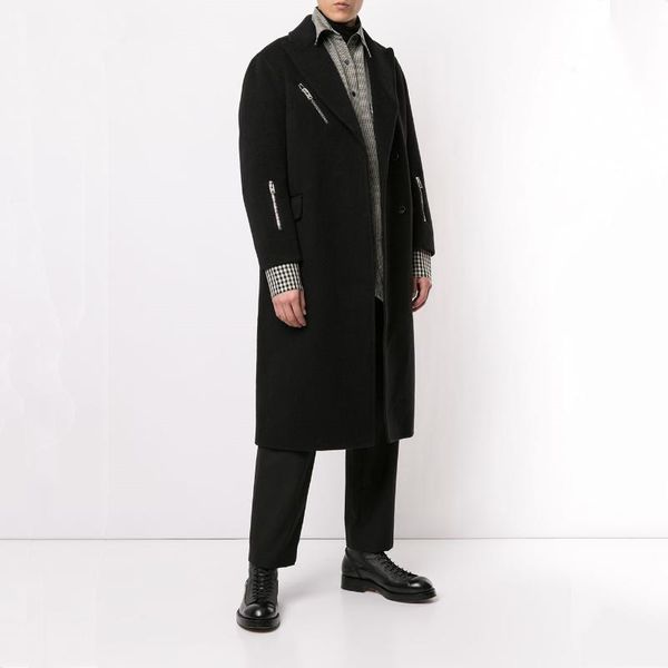 men's wool & blends woolen coat autumn and winter youth tweed long loose thickened casual, Black
men's wool & blends woolen coat autumn and winter youth tweed long loose thickened casual, Black