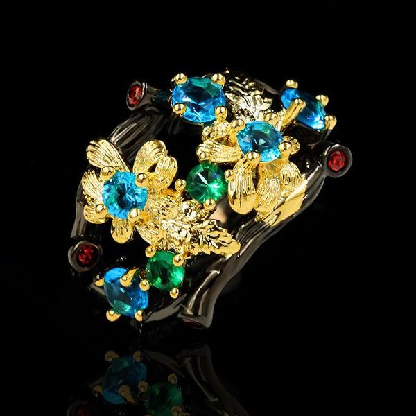 cluster rings dream colourful zircon carnival arrive vintage women flower pick black gold coated chic jewlery ring party, Golden;silver
cluster rings dream colourful zircon carnival arrive vintage women flower pick black gold coated chic jewlery ring party, Golden;silver