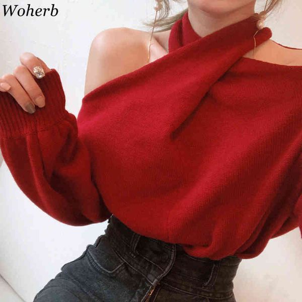 fall women chic pullovers lady off shoulder halter knit sweater looser lantern sleeve weater female jumper 210417, White;black
fall women chic pullovers lady off shoulder halter knit sweater looser lantern sleeve weater female jumper 210417, White;black