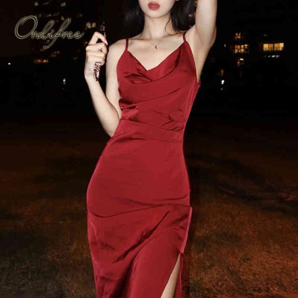 summer women satin slip spaghetti strap split red silk long party dress 210415, Black;gray
summer women satin slip spaghetti strap split red silk long party dress 210415, Black;gray