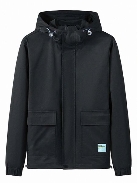 men patched detail flap pocket letter graphic drawstring hooded coat 80or#, Black;brown
men patched detail flap pocket letter graphic drawstring hooded coat 80or#, Black;brown