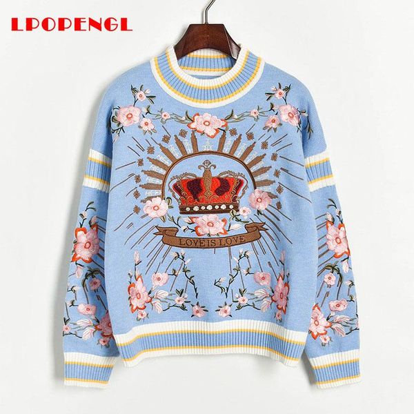 women's sweaters winter knitting pullovers women sweater floral crown embroidery casual loose black runway luxury, White;black
women's sweaters winter knitting pullovers women sweater floral crown embroidery casual loose black runway luxury, White;black