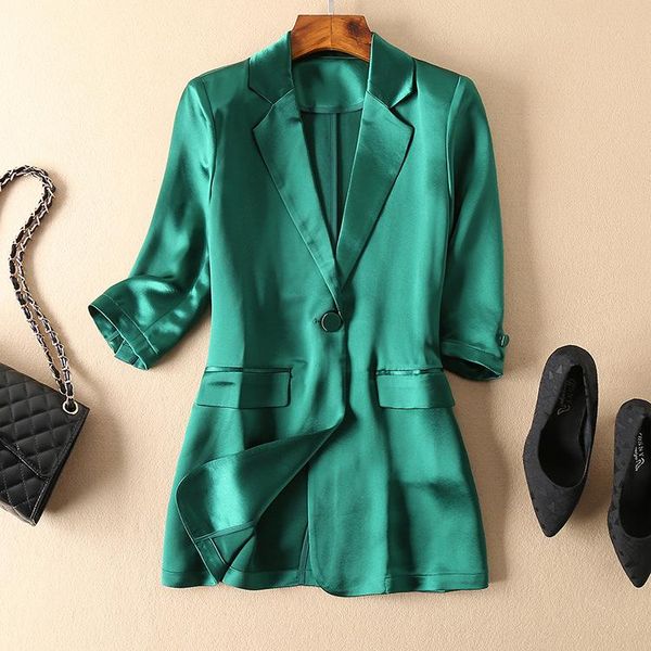 women's jackets 2021 spring and summer triacetic acid satin suit coat drape sense 7 / 3 sleeve one button loose fitting thin, Black;brown
women's jackets 2021 spring and summer triacetic acid satin suit coat drape sense 7 / 3 sleeve one button loose fitting thin, Black;brown