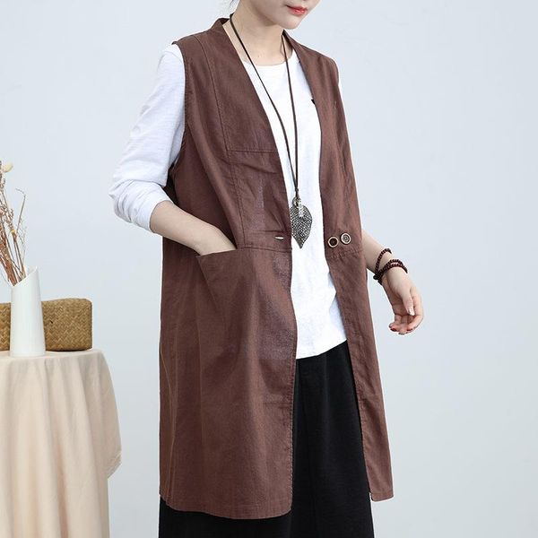 women's vests literary loose cotton and linen vest waistcoat long v-neck solid color cardigan sleeveless trench coat jacket k3, Black;white
women's vests literary loose cotton and linen vest waistcoat long v-neck solid color cardigan sleeveless trench coat jacket k3, Black;white