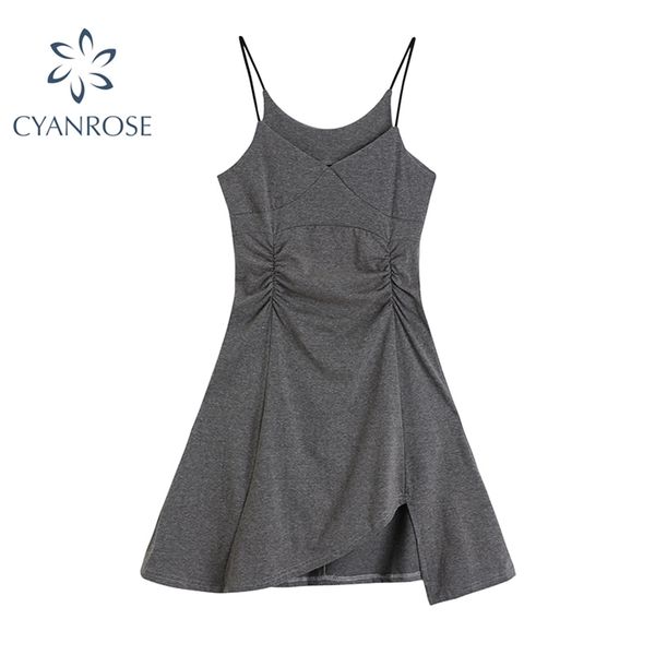 korean folds split dress women summer fashion temperament sleeveless solid party irrgular y2k club night clothing 210430, Black;gray
korean folds split dress women summer fashion temperament sleeveless solid party irrgular y2k club night clothing 210430, Black;gray