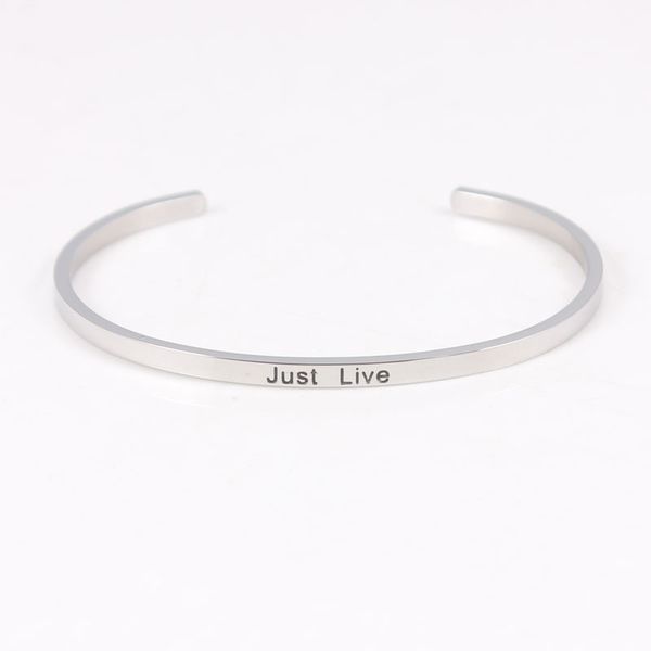 fashion stainless steel engraved just live bracelet mantra bangles for women men friends family giftdio chan contact, Silver
fashion stainless steel engraved just live bracelet mantra bangles for women men friends family giftdio chan contact, Silver