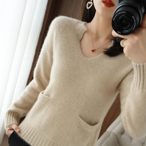 women's sweaters sweater 2021v-neck 100% wool casual padded pullover long-sleeved oversized solid color cashmere ladies po, White;black
women's sweaters sweater 2021v-neck 100% wool casual padded pullover long-sleeved oversized solid color cashmere ladies po, White;black