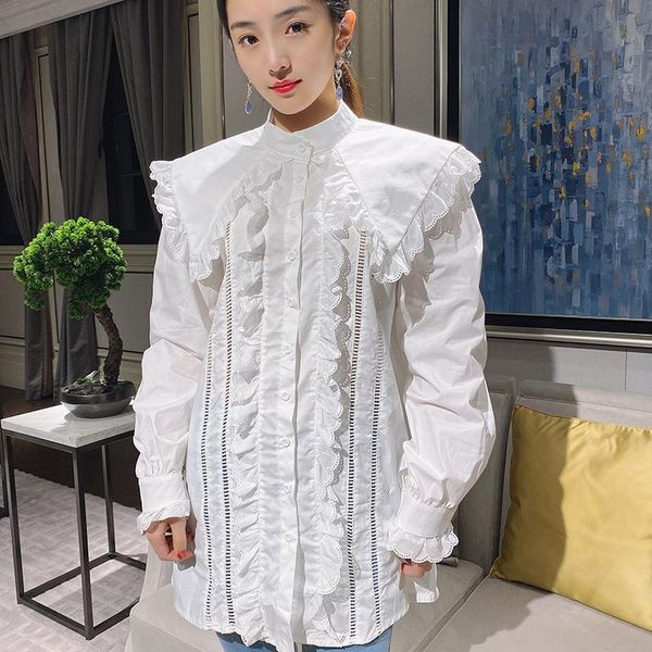 korean spring large lapel sweet ruffles long-sleeved white single-breasted shirts women fashion streetwear women's blouses &
korean spring large lapel sweet ruffles long-sleeved white single-breasted shirts women fashion streetwear women's blouses &