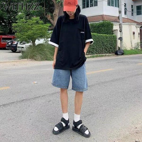 women's jeans withzz summer denim shorts loose high waist wide leg pants knee length, Blue
women's jeans withzz summer denim shorts loose high waist wide leg pants knee length, Blue