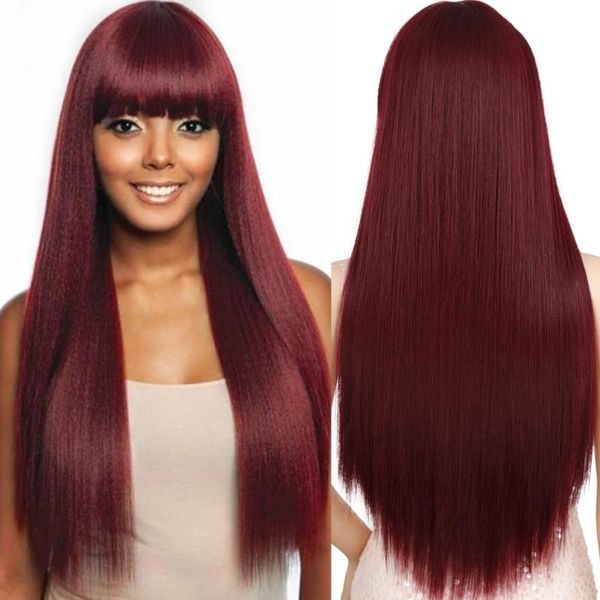 synthetic wigs azqueen long straight wine red wig with bangs for women heat resistant 30 inches dairy use cosplay, Black
synthetic wigs azqueen long straight wine red wig with bangs for women heat resistant 30 inches dairy use cosplay, Black