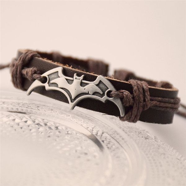 vintage black leather batman bracelet for women men handmade rope chain bat charm bracelets, Golden;silver
vintage black leather batman bracelet for women men handmade rope chain bat charm bracelets, Golden;silver