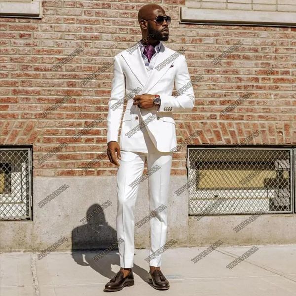 men's suits & blazers white wedding for men handsome groom wear double breasted jackets with pants slim fit blazer masculino trajes par, White;black
men's suits & blazers white wedding for men handsome groom wear double breasted jackets with pants slim fit blazer masculino trajes par, White;black