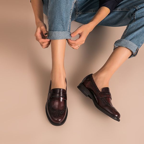 dress shoes penny loafers women genuine cow leather round toe wingtip glazed shoes brogue flats handmade 27039, Black
dress shoes penny loafers women genuine cow leather round toe wingtip glazed shoes brogue flats handmade 27039, Black