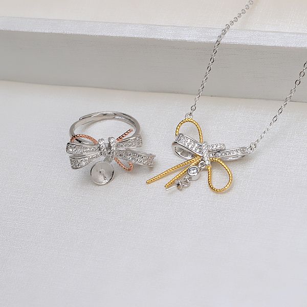 hand diy jewelry accessories s925 silver bow color separation open ring pearl empty support 1333
hand diy jewelry accessories s925 silver bow color separation open ring pearl empty support 1333