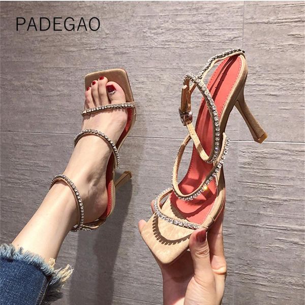 woman sandals 2021 women fashion luxury shoes crystal party elegant high heels, Black