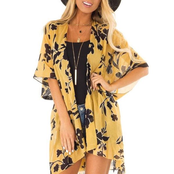 floral women chiffon front open short sleeve coverup anti-uv cardigan blouse design sun protection women's swimwear, White;black
floral women chiffon front open short sleeve coverup anti-uv cardigan blouse design sun protection women's swimwear, White;black