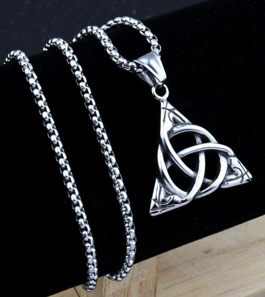 titanium steel chain casting irish triangle pendant necklace men's foreign trade jewelry wholesale necklaces, Silver