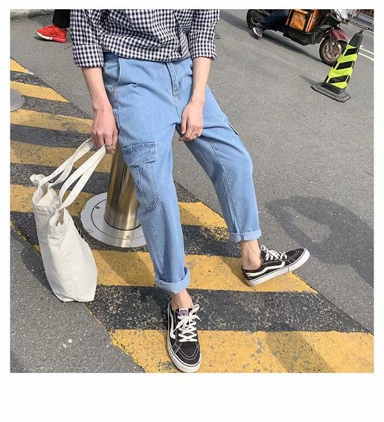 men's jeans wholesale spring autumn men's straight jeans homme side pocket teenagers light loose fall feeling denim ankle length, Blue
men's jeans wholesale spring autumn men's straight jeans homme side pocket teenagers light loose fall feeling denim ankle length, Blue