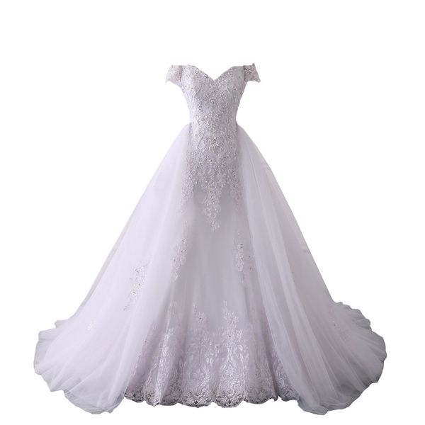 2022 amazing lace wedding dress detachable train off shoulder short sleeve applique beading beaded buttoned zipper bridal dresses gowns for, White
2022 amazing lace wedding dress detachable train off shoulder short sleeve applique beading beaded buttoned zipper bridal dresses gowns for, White