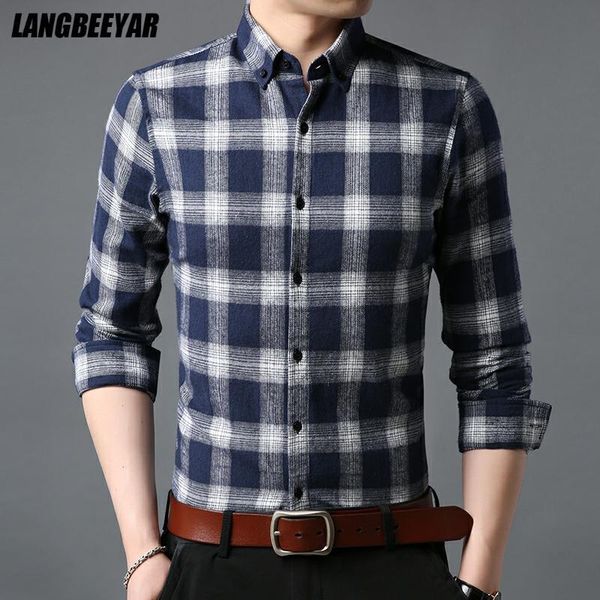 men's casual shirts fashion brand street button up brushed cotton plaid for men 2021 trending long sleeve clothing, White;black
men's casual shirts fashion brand street button up brushed cotton plaid for men 2021 trending long sleeve clothing, White;black