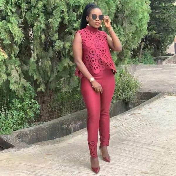 ethnic clothing african clothes for women 2021 design pure color sleeveless jacquard hollow out pullover and slim long pants set casual, Red
ethnic clothing african clothes for women 2021 design pure color sleeveless jacquard hollow out pullover and slim long pants set casual, Red