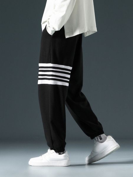 men striped sweatpants v6nf#, Black