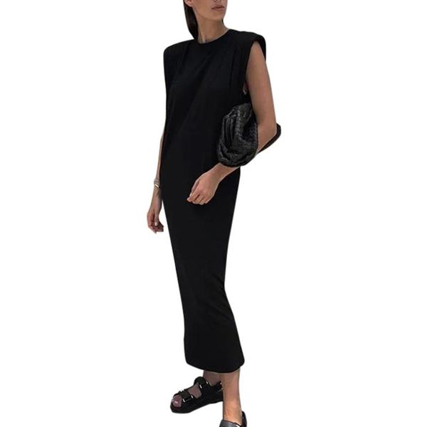 casual dresses sleeveless shoulder pad black elegant long dress streetwear women loose robe split back summer midi, Black;gray
casual dresses sleeveless shoulder pad black elegant long dress streetwear women loose robe split back summer midi, Black;gray