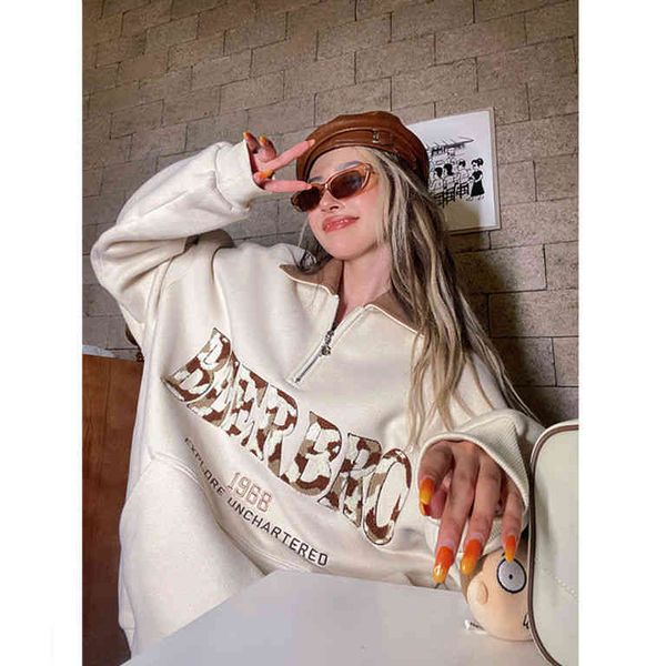 women's hoodies & sweatshirts retro bordado meio zÃper gola polo camisola feminina outono e inverno mais veludo solto hip-hop casaco su, Black
women's hoodies & sweatshirts retro bordado meio zÃper gola polo camisola feminina outono e inverno mais veludo solto hip-hop casaco su, Black