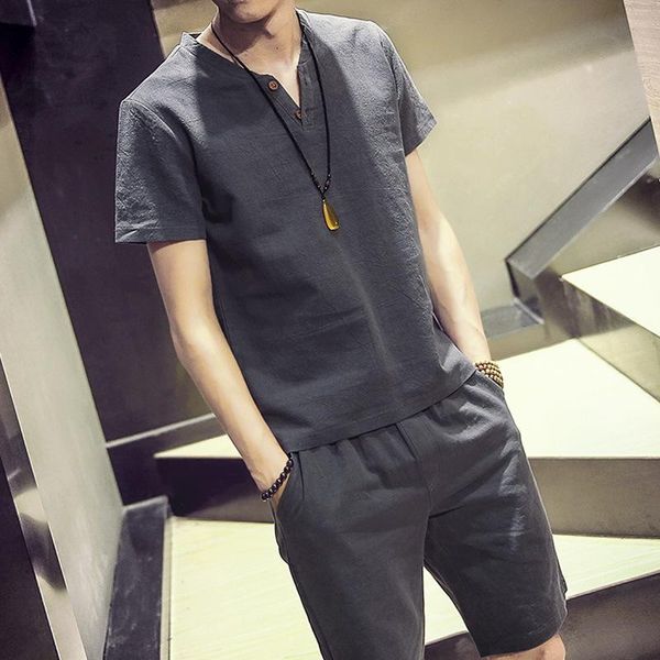 men's tracksuits summer tracksuit v-neck short-sleeved t-shirt shorts casual solid thin cotton and linen suit sportswear slim outfits 9, Gray
men's tracksuits summer tracksuit v-neck short-sleeved t-shirt shorts casual solid thin cotton and linen suit sportswear slim outfits 9, Gray