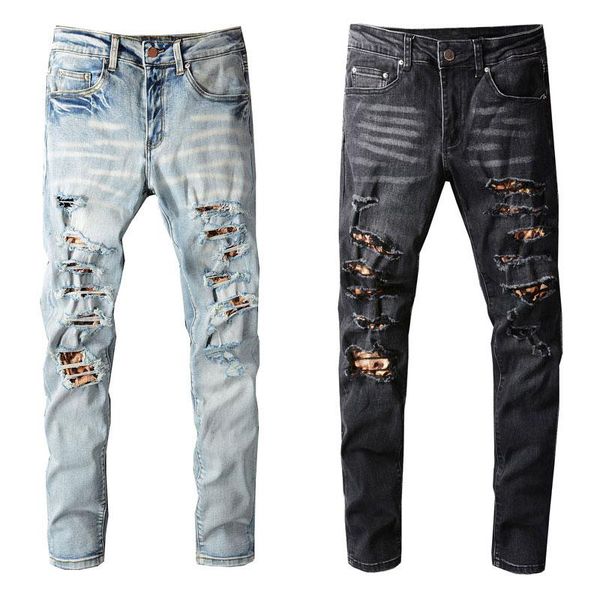 men's jeans american street fashion men elastic slim fit destroyed ripped patches designer hip hop stretch denim hole pants, Blue
men's jeans american street fashion men elastic slim fit destroyed ripped patches designer hip hop stretch denim hole pants, Blue