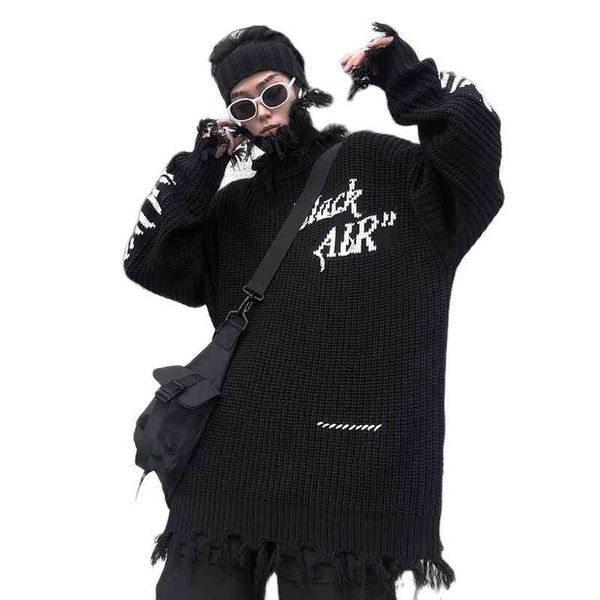 2021 ripped hole punk turtleneck mens harajuku vintage pullover women embroidery hip hop goth knitted sweater jerseys, Black
2021 ripped hole punk turtleneck mens harajuku vintage pullover women embroidery hip hop goth knitted sweater jerseys, Black
