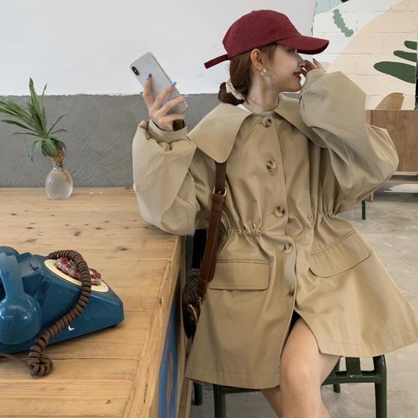 women's trench coats 2021 spring summer korean style big lapel waist thin long coat chic hong kong fashion women, Tan;black
women's trench coats 2021 spring summer korean style big lapel waist thin long coat chic hong kong fashion women, Tan;black