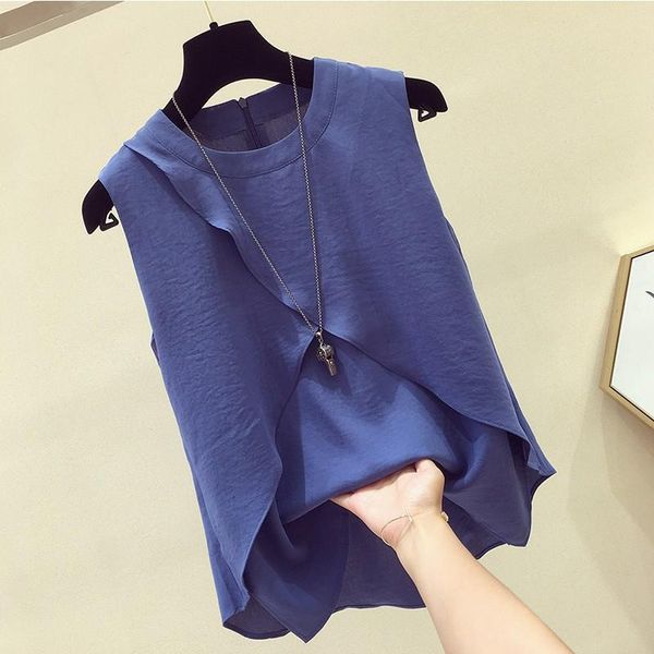 women's blouses & shirts asymmetrical chiffon women blouse summer 2021 solid sleeveless slim elegant office lady pulls outwear, White
women's blouses & shirts asymmetrical chiffon women blouse summer 2021 solid sleeveless slim elegant office lady pulls outwear, White