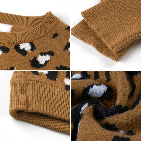 women's sweaters fashion leopard sweater autumn winter round neck pullover back hollow loose long-sleeved korean slim women, White;black
women's sweaters fashion leopard sweater autumn winter round neck pullover back hollow loose long-sleeved korean slim women, White;black