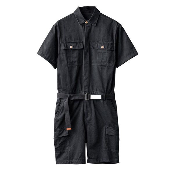 summer short sleeve jumpsuit men overalls lapel multi pocket solid color cotton loose casual black khaki shorts pants men's, White;black
summer short sleeve jumpsuit men overalls lapel multi pocket solid color cotton loose casual black khaki shorts pants men's, White;black