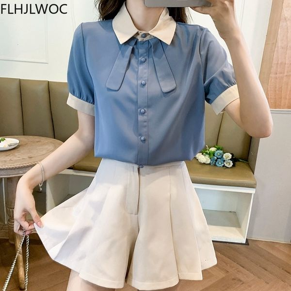 women's blouses & shirts cute sweet bow tie blusas fashion women solid colors blue single-breasted button gjmz, White
women's blouses & shirts cute sweet bow tie blusas fashion women solid colors blue single-breasted button gjmz, White