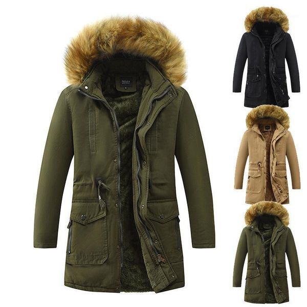 men's jackets winter cotton padded jacket with drawstring waist and plush hooded wool collar, Black;brown
men's jackets winter cotton padded jacket with drawstring waist and plush hooded wool collar, Black;brown
