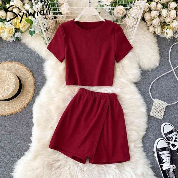 2 piece set women summer tracksuit outfits casual short sleeve o neck t shirts elastic high waist shorts skirt 210607, White
2 piece set women summer tracksuit outfits casual short sleeve o neck t shirts elastic high waist shorts skirt 210607, White