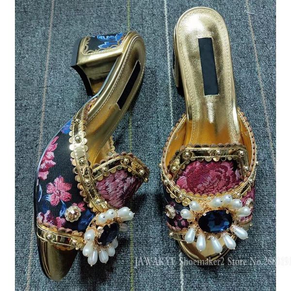 retro embroidery floral women slides rhinestone diamond block heel runway mules peep toe pearl decor bride shoes party slippers, Black
retro embroidery floral women slides rhinestone diamond block heel runway mules peep toe pearl decor bride shoes party slippers, Black