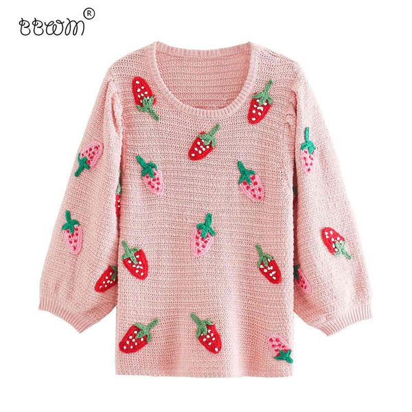 women stylish sweet strawberry applique knitted sweater vintage o neck puff sleeve female pullovers chic 210520, White
women stylish sweet strawberry applique knitted sweater vintage o neck puff sleeve female pullovers chic 210520, White