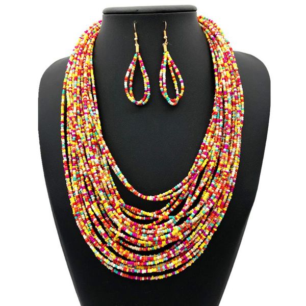earrings & necklace ethnic wedding women jewelry sets 6 colors bohemia multi layer resin seed beads long pendants beaded drop, Silver
earrings & necklace ethnic wedding women jewelry sets 6 colors bohemia multi layer resin seed beads long pendants beaded drop, Silver