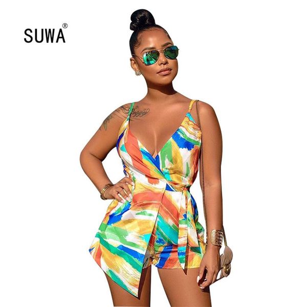 beach multicolor print spaghetti strap v neck sleeveless short jumpsuit summer femme casual lace up playsuit women's jumpsuits & romper, Black;white
beach multicolor print spaghetti strap v neck sleeveless short jumpsuit summer femme casual lace up playsuit women's jumpsuits & romper, Black;white