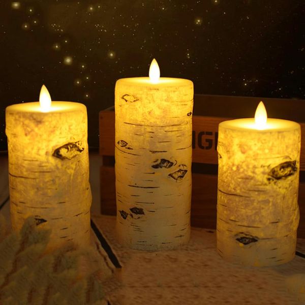 birch bark effect pillar led candles light, battery paraffin wax candle for christmas lighting decor.,home room night light
birch bark effect pillar led candles light, battery paraffin wax candle for christmas lighting decor.,home room night light